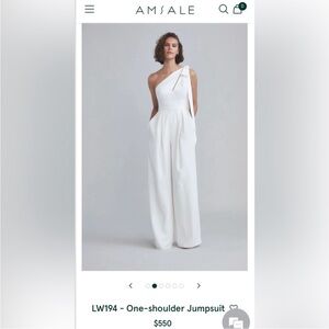 NWT Amsale Bridal White One Shoulder Jumpsuit Size 4 CHECK DESCRIPTION